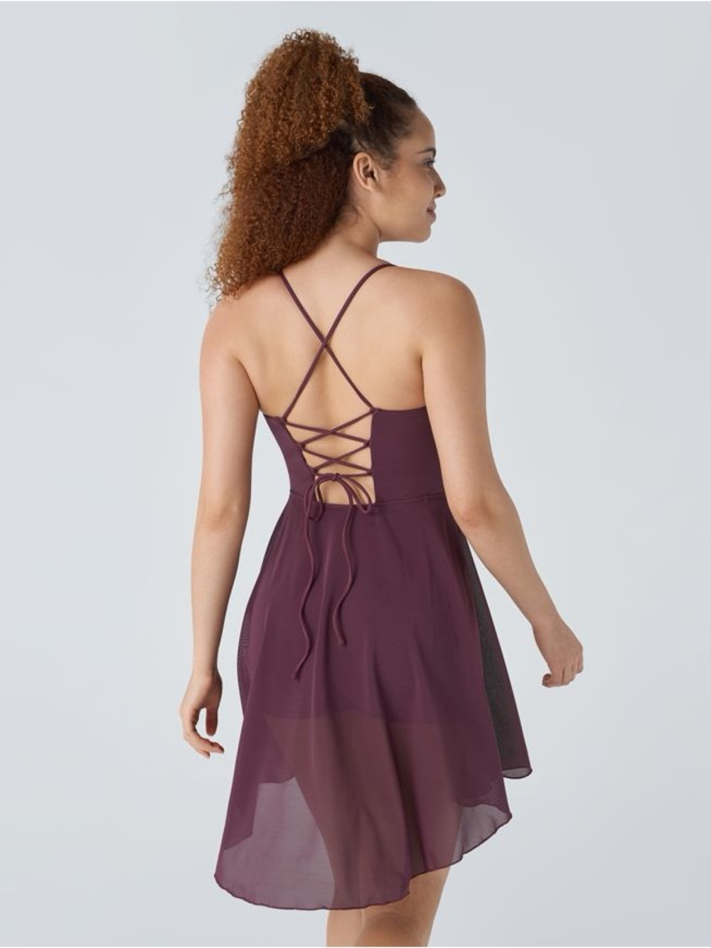 Halara “Evening Red” Lace Up 2-in-1 Pocket High Low Mesh Flowy Dress with Shorts